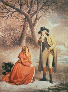 Gentleman et femme dans une scène hivernale